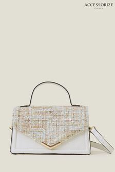 Accessorize White Boucle Top Handle Bag (B37504) | $55