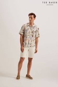 Ted Baker White Fulhum Cotton Pleated Shorts (B37534) | LEI 537