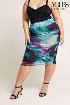 Yours Curve Mesh Gathered Skirt (B37578) | €52