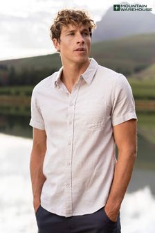 Kremowy - Mountain Warehouse Mens Lowe Cotton Linen Blend Shirt (B37585) | 175 zł