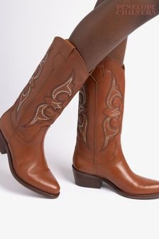 Penelope Chilvers Silvestre Stud Cowboy Brown Boots (B37653) | $684