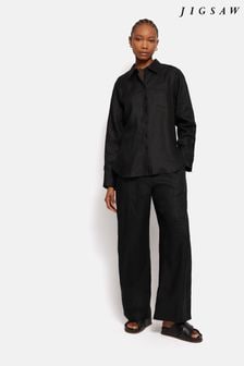 Czarny - Jigsaw Linen Relaxed Shirt (B37679) | 625 zł