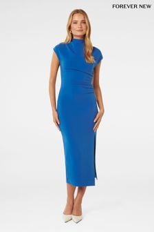Forever New Blue Samantha Cowl Neck Midi Dress (B37684) | €125