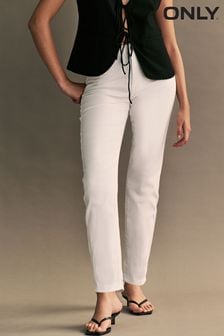 ONLY White High Waisted Straight Leg Veneda Jeans (B37997) | 223 SAR