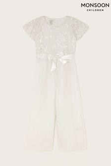 Monsoon White Sequin Lacey Cape Jumpsuit (B38130) | €60 - €66