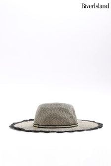 River Island Black Scallop Edge Floppy Hat (B38172) | €34