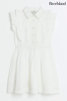 River Island White Girls 3D Frill Shirt dress (B38197) | €37