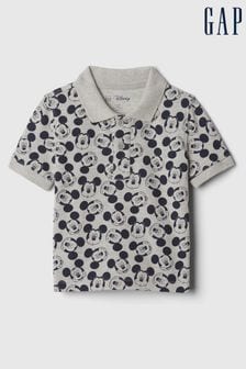 Gap Grey Disney Mickey Mouse Graphic Short Sleeve Polo Shirt (12mths-5yrs) (B38260) | €22