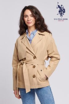 U.S. Polo Assn. Damen Zweireihiger Trenchcoat, Braun (B38277) | 187 €