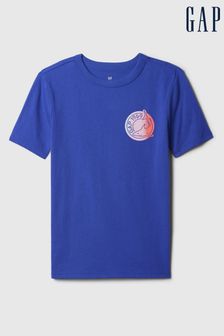 Koszulka Gap z krótkim rękawem, okrągłym dekoltem i nadrukiem graficznym z logo (4-13 lat) (B38291) | 65 zł