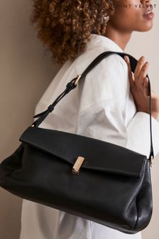 Mint Velvet Black Leather Shoulder Bag (B38391) | OMR72