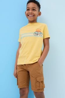 FatFace Judes Yellow Chest Stripe T-Shirt (B38409) | $20