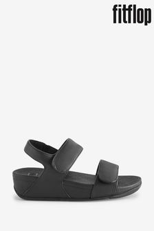 Fitflop Lulu Adjustable Leather Back Strap Black Sandals (B38561) | 507 LEI
