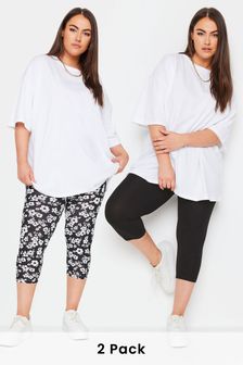 Yours Curve Black Cropped Leggings 2 Pack (B38603) | SGD 46