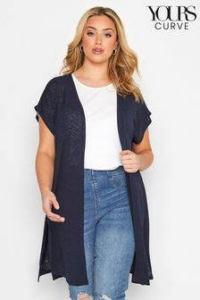 Yours Curve Blue Short Sleeve Cardigan (B38680) | AED122