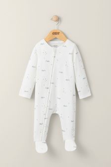 Mamas & Papas Whale Print Zip White Sleepsuit