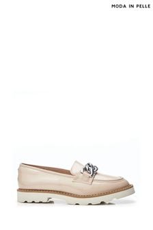 Moda in Pelle Natural Evella Chunky Loafers With Chunky Chain Trim (B38720) | 440 QAR