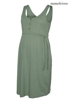 Mamalicious Green Maternity Button Front Mini Dress With Nursing Function (B38893) | $55