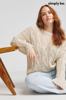Simply Be Natural Tape Yarn Open Cable Jumper (B38933) | AED166