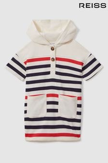 Reiss Ecru Martha 13-14 yrs Striped Jersey Hooded Dress (B39008) | $103