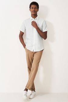 White - Crew Clothing Short Sleeve Linen Classic Shirt (B39061) | kr1 080