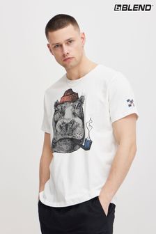 Blend White Printed Short Sleeve T-Shirt (B39062) | $38