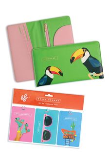 Emily Brooks Toucan Travel Wallet & Set of 3 Luggage Tags Set (B39095) | $78