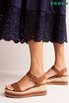 Boden Brown Stitched Wedge Espadrilles (B39301) | $272