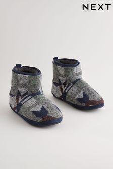 Navy Woven Boot Slippers (B39353) | €28