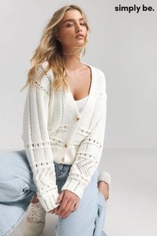Simply Be Cream Pointelle Detail Chunky Cardigan (B39505) | €50