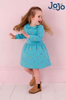 Duck Egg Blue Hedgehog - Jojo Maman Bébé Embroidered Sweat Dress With Collar (B39622) | €40