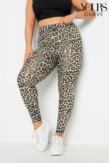 Yours Curve Black Limited Leopard Print Leggings (B39640) | $38