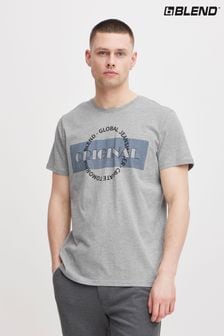 אפור - Blend Original Printed Short Sleeve T-shirt (B39681) | ‏60 ‏₪
