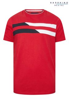 אדום כהה - חולצת טי עם פסים על החזה למידות גדולות וגבוהות של BadRhino Big & Tall (B39693) | ‏96 ‏₪
