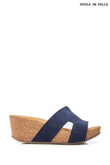 Moda in Pelle Hollie H Band Mules Cork Wedges (B39728) | AED438