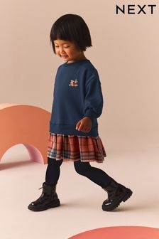 Navy Bear Long Sleeve Check Sweat Dress & Leggings (3mths-7yrs) (B39731) | $27 - $34