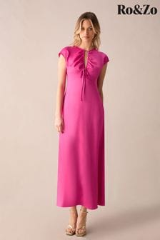 Ro&zo Pink Arabella Satin Keyhole Front Dress (B39813) | 830 LEI
