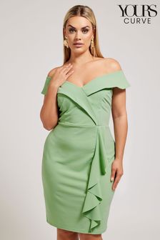 Yours Curve Green London Tuxedo Frill Shift Dress (B39847) | ₪ 251