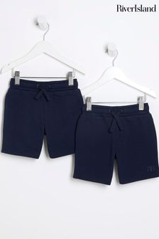 River Island Blue Boys Cotton Shorts 2 Pack (B39865) | KRW25,600