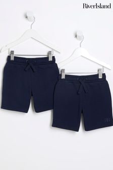 River Island Blue Boys 100% Cotton Shorts 2 Pack (B39865) | $21