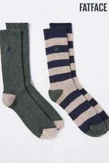 FatFace Nathan Khaki Green Socks 2 Pack (B39895) | $22