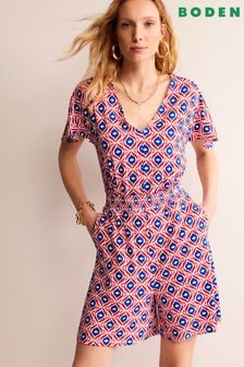 Boden Red Tall Smocked Jersey Playsuit (B40126) | €96
