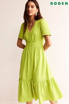 Boden Green Eve Double Cloth Midi Dress (B40497) | AED499
