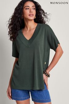 Monsoon Green Bel Button Knit Top (B40622) | AED419