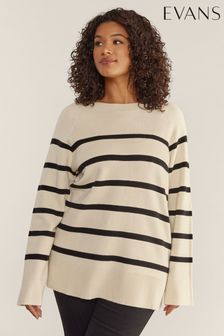 Curve Round Neck Striped Long Sleeve Jumper