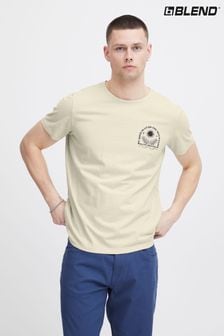 Blend Cream Printed Short Sleeve T-Shirt (B40867) | SGD 35