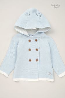 Rock-A-Bye Baby Boutique Blue Hooded Bear Cotton Knit Cardigan