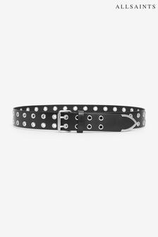 שחור - Allsaints 38mm Eyelet Black Belt With Western Tip (B40895) | ‏377 ‏₪