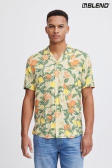 Blend Cream Printed Resort Short Sleeve Shirt (B40972) | $56