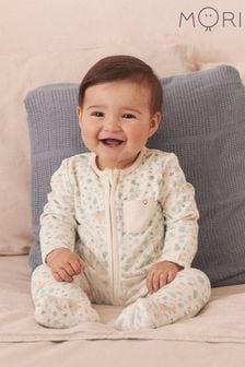 MORI Cream Organic Cotton and Bamboo Peter Rabbit Clever Zip-Up Sleepsuit (B41287) | €43